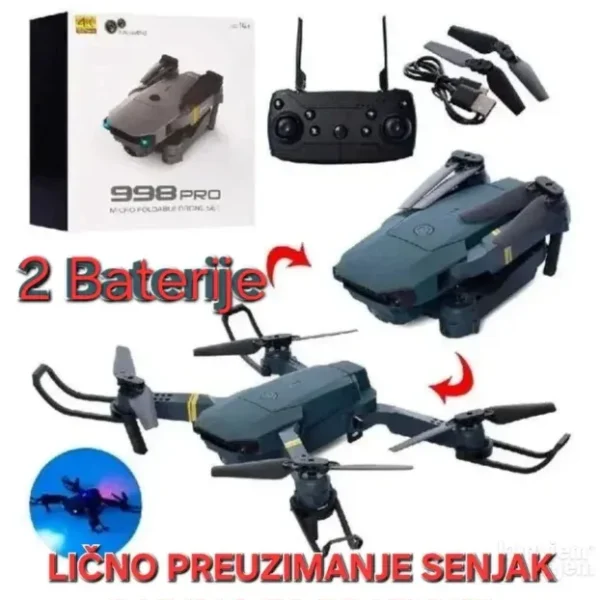 Dron 998 PRO sa 4K dual kamerom i dodatnom baterijom