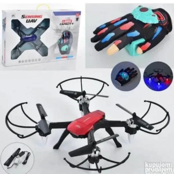 Dron sa senzorskom rukavicom za upravljanje pokretima ruke