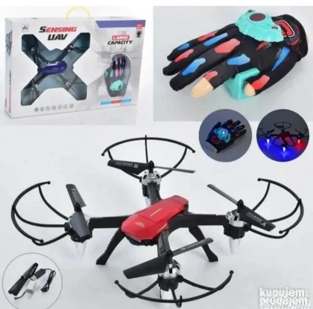 Dron sa senzorskom rukavicom za upravljanje pokretima ruke