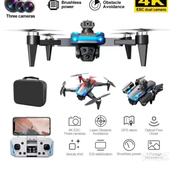 K911SE GPS dron sa 8K trostrukom kamerom i dve baterije