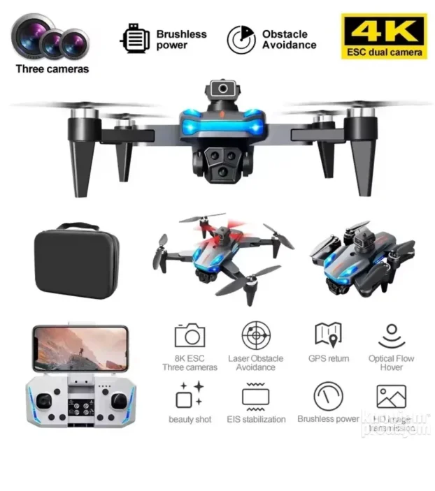 K911SE GPS dron sa 8K trostrukom kamerom i dve baterije